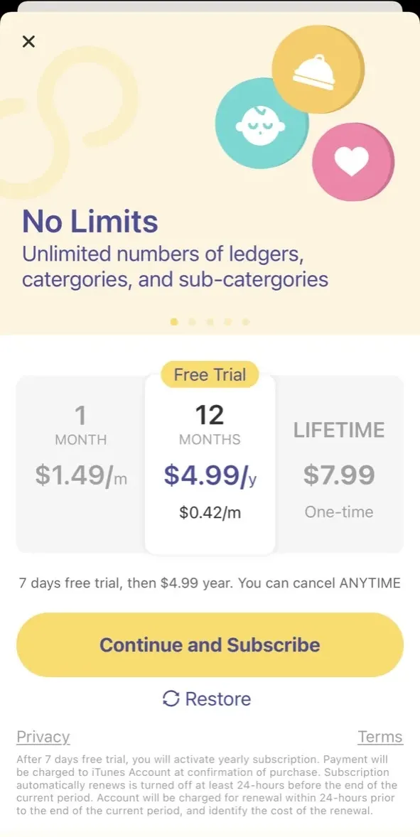 The paywall screen of the true app