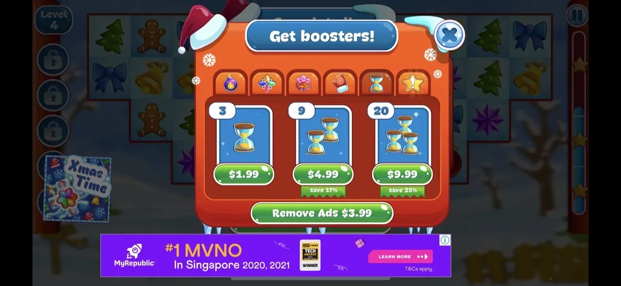 The paywall screen of the Christmas Sweeper 2 app