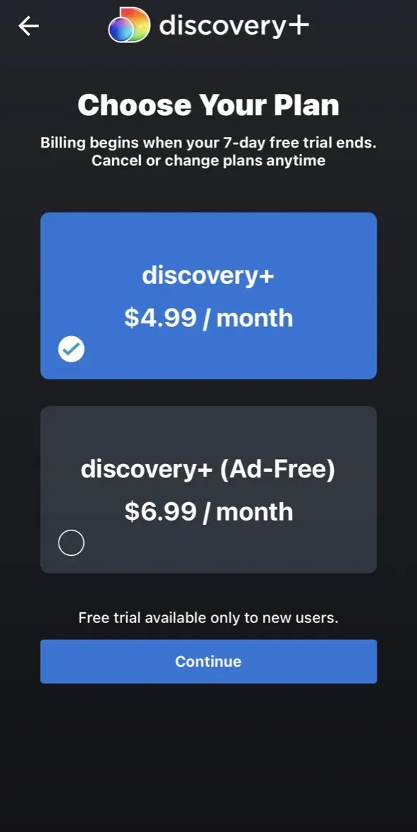 The paywall screen of the true app