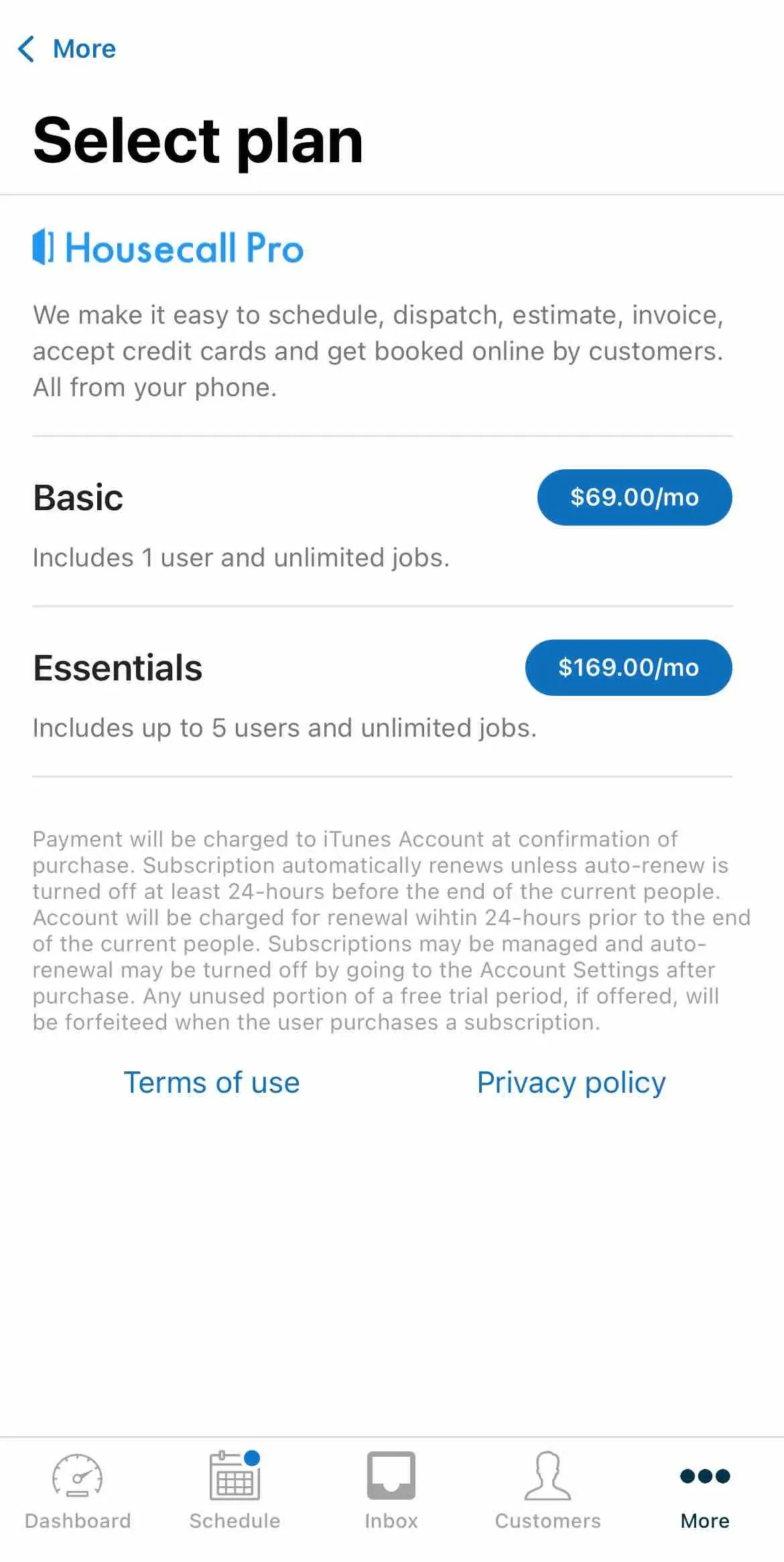 The paywall screen of the true app