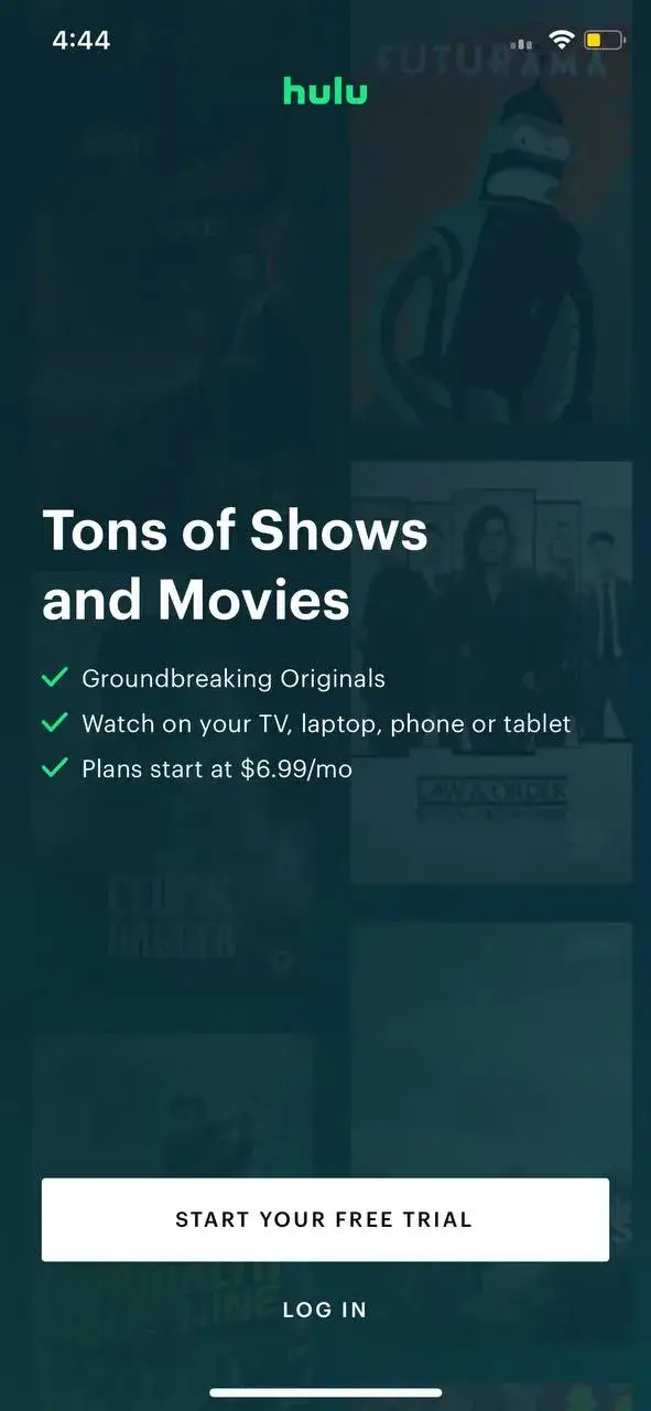 The paywall screen of the Hulu app