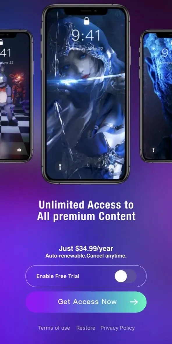 The paywall screen of the Live Wallpaper 4K app