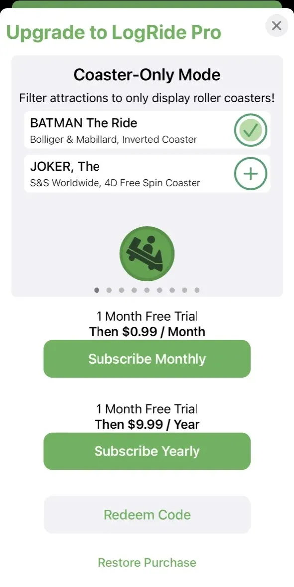 The paywall screen of the true app