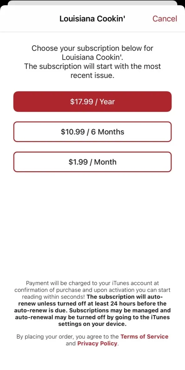 The paywall screen of the true app