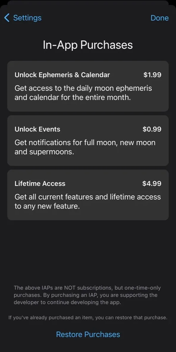 The paywall screen of the true app