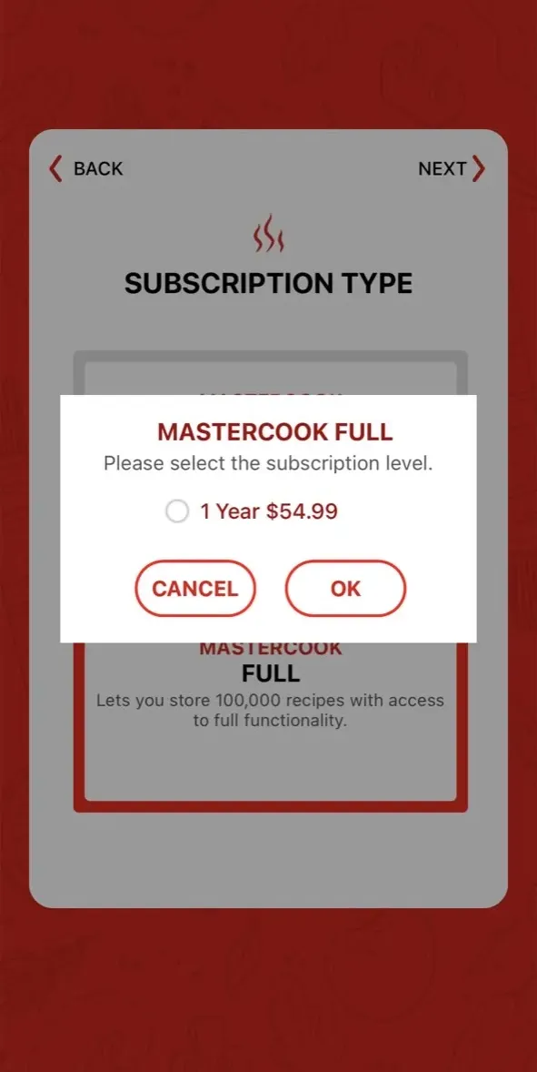 The paywall screen of the true app