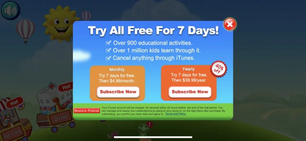 The paywall screen of the true app