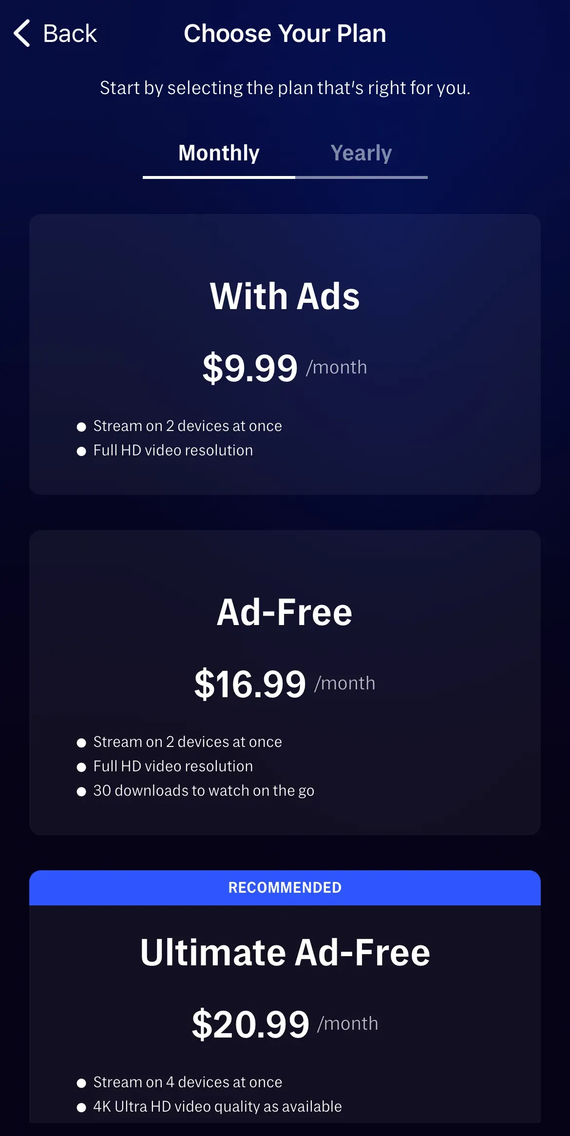 The paywall screen of the Max app