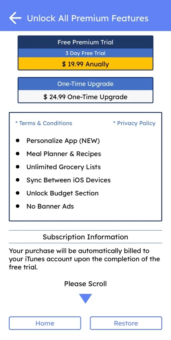 The paywall screen of the true app