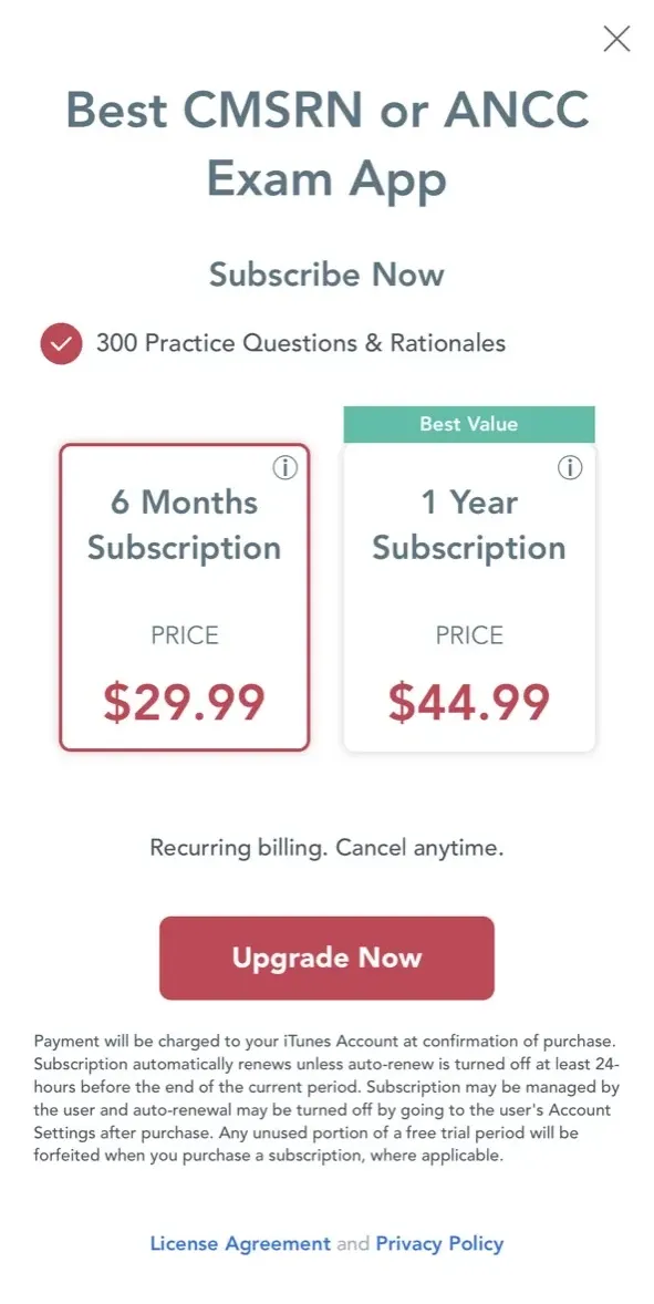 The paywall screen of the true app