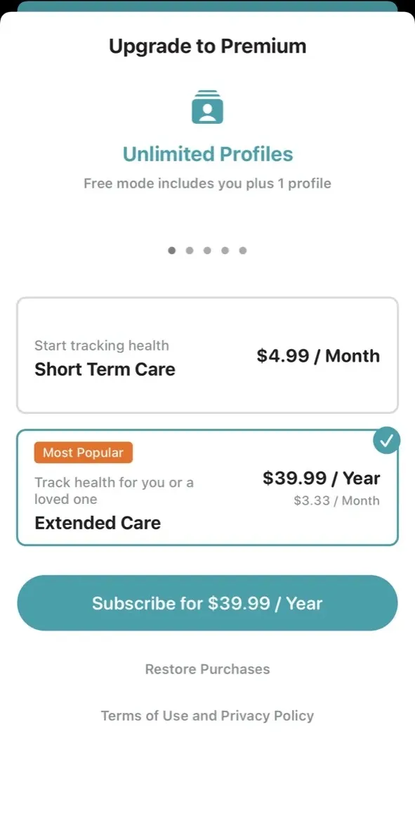 The paywall screen of the Health app