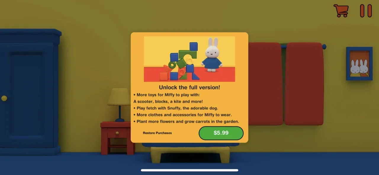 The paywall screen of the Miffy