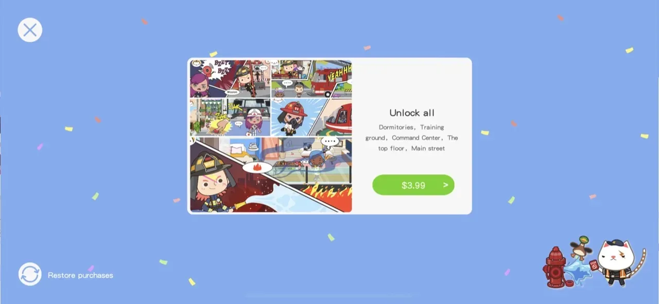 The paywall screen of the Miga Town app