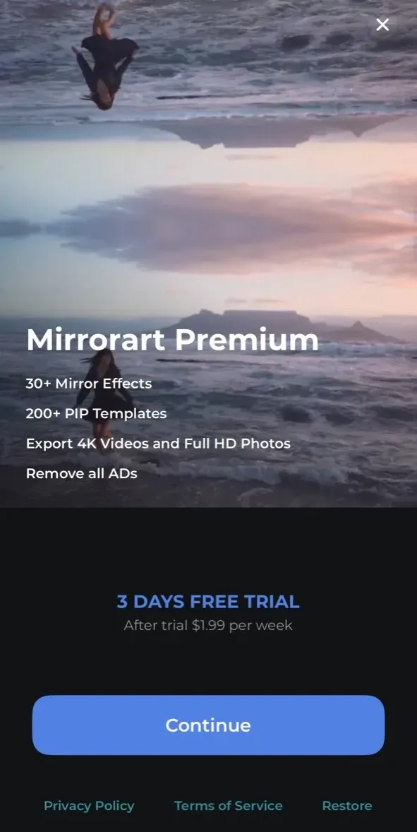 The paywall screen of the true app