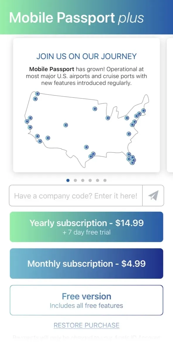 The paywall screen of the true app