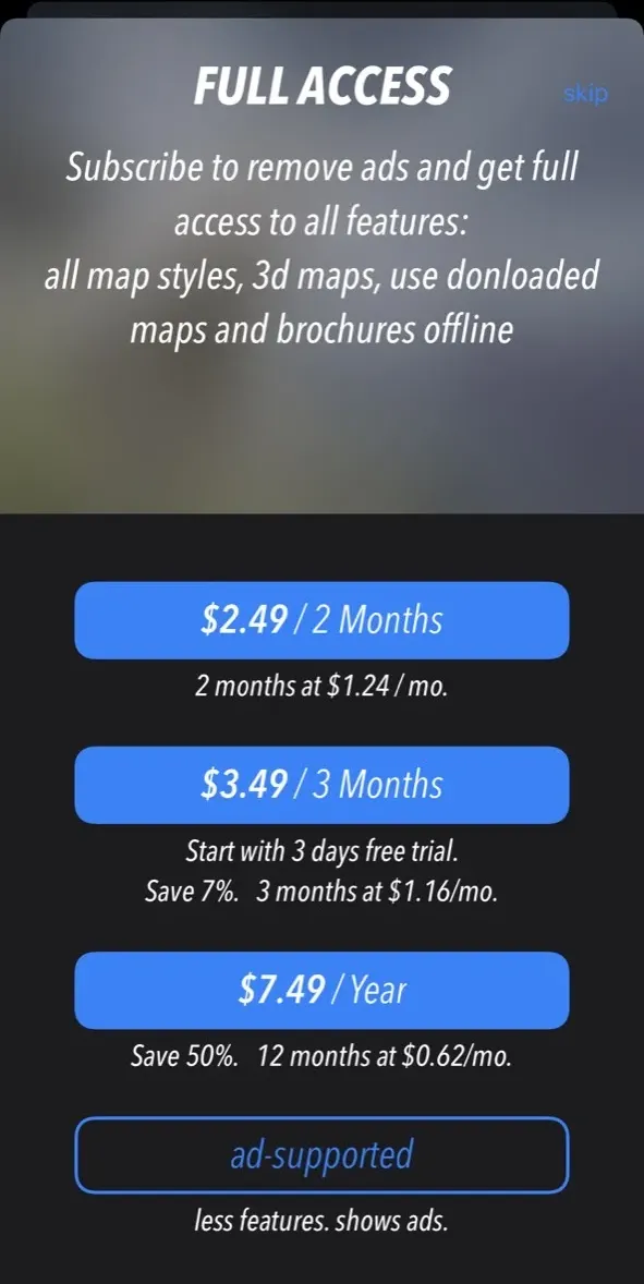 The paywall screen of the true app