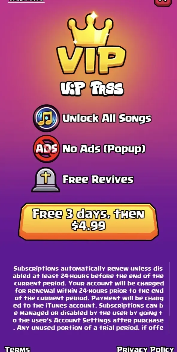 The paywall screen of the true app