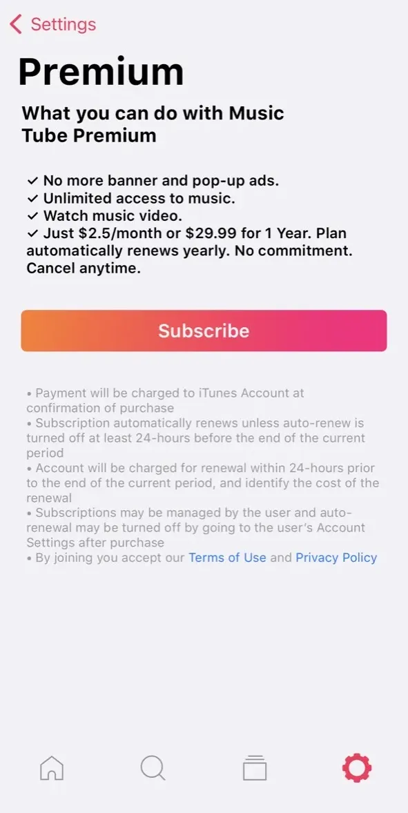 The paywall screen of the true app