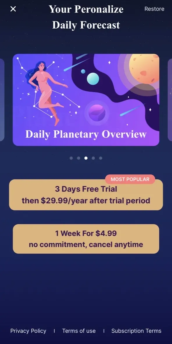 The paywall screen of the MyHealer Live Psychic app