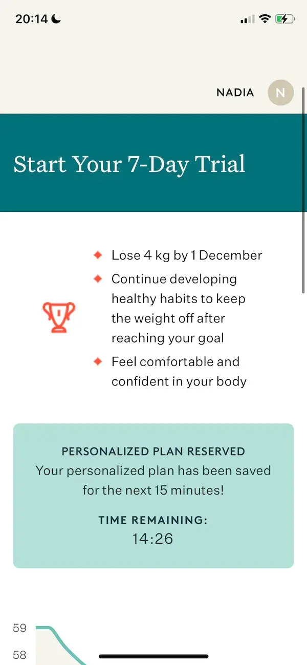 The paywall screen of the Noom Weight Loss app