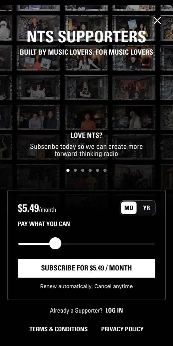 The paywall screen of the true app