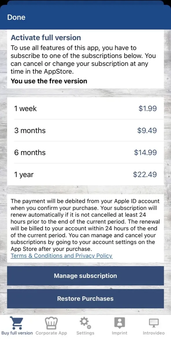 The paywall screen of the true app