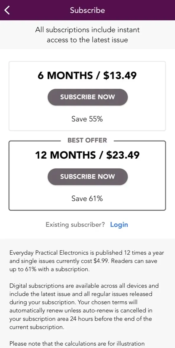 The paywall screen of the true app