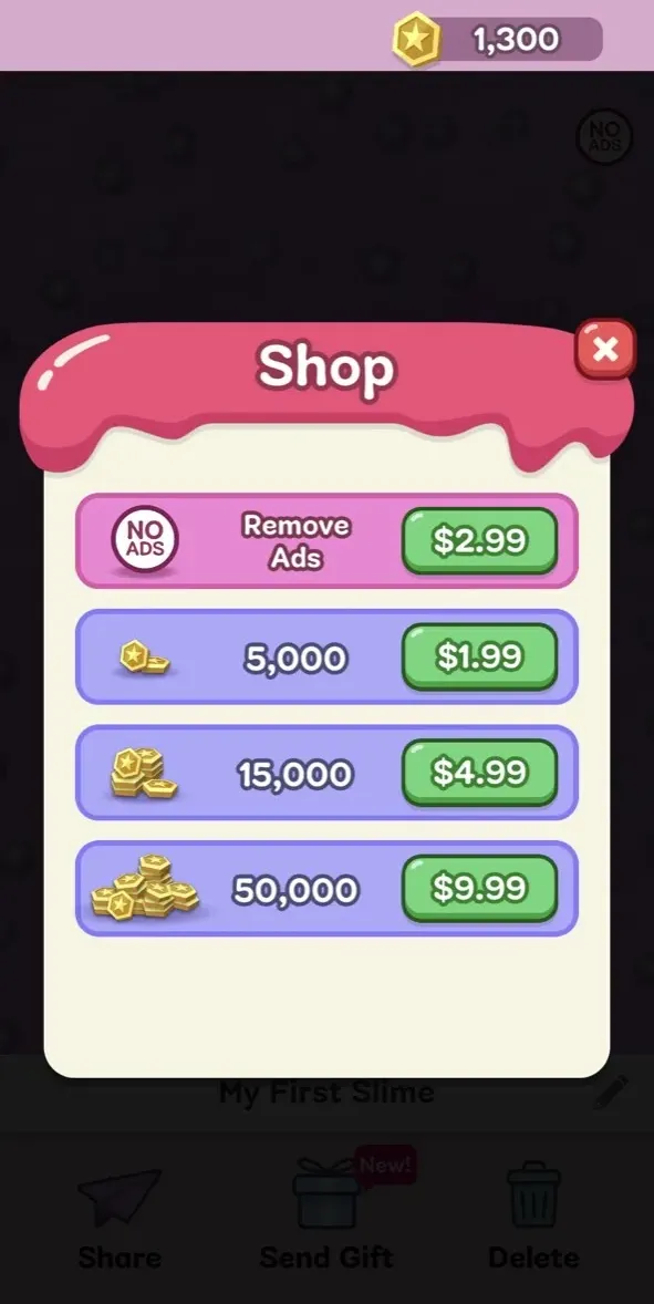 The paywall screen of the Super Slime Simulator app