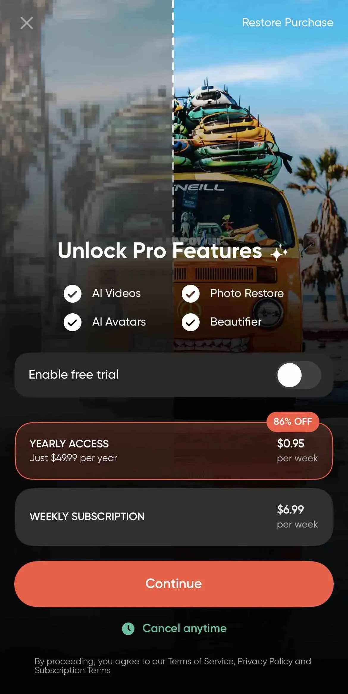 The paywall screen of the Visify app