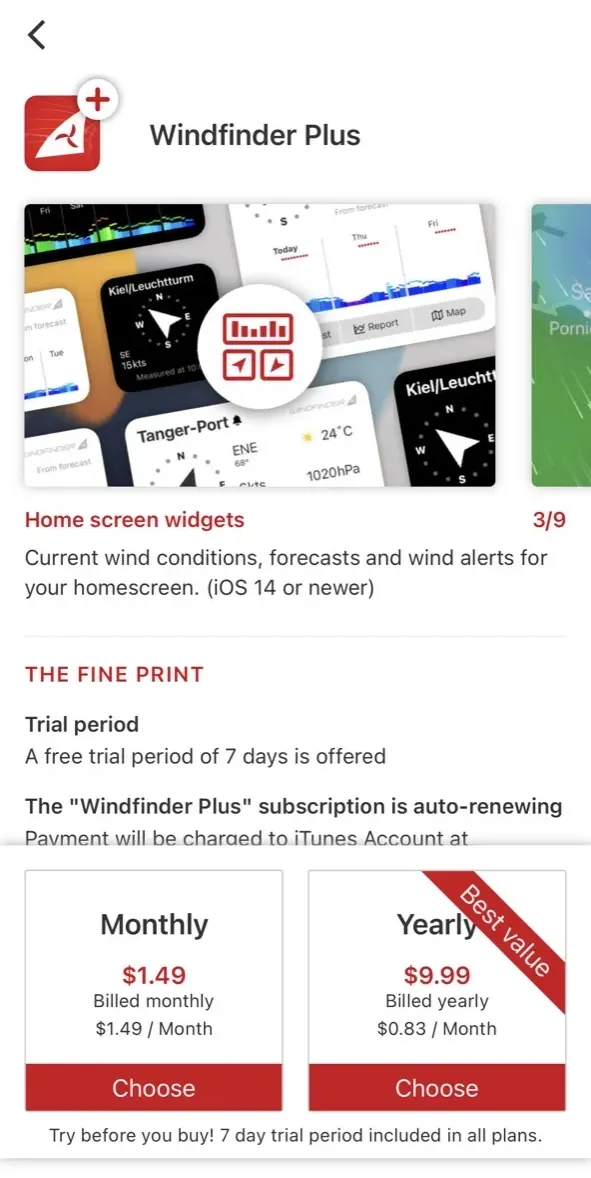 The paywall screen of the true app