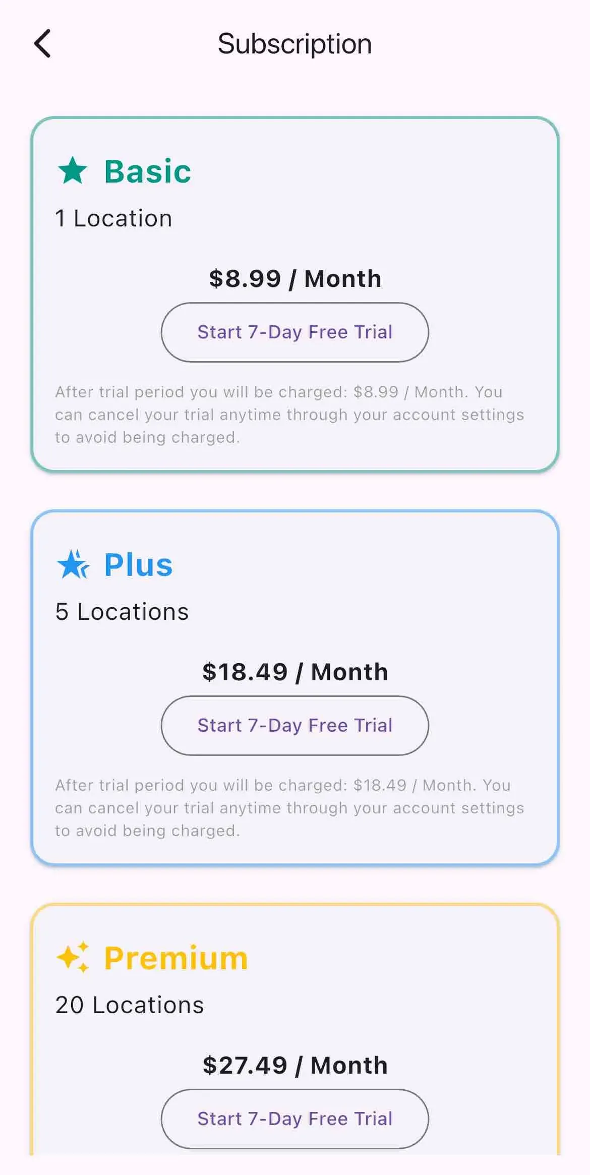 The paywall screen of the true app