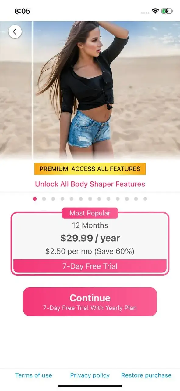 The paywall screen of the YouCam Makeup app